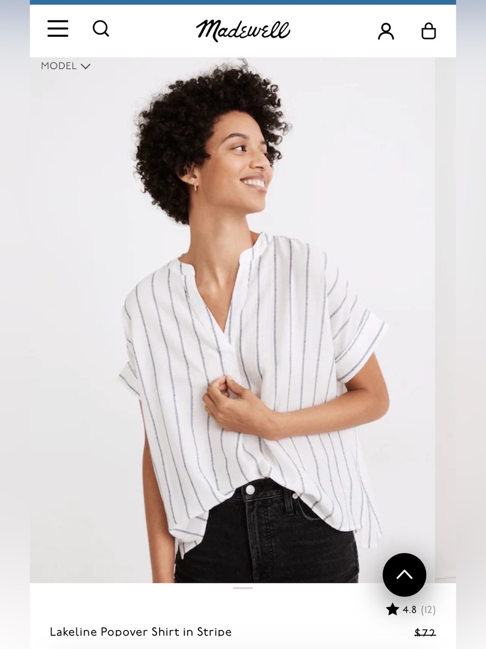 Women’s Madewell Lakeline Popover Shirt in Stripe size XS